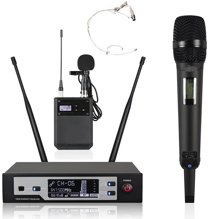 SKM9100 full set True diversity 620-670Mhz professional wireless mic system lavalier headset uhf wireless microphone system professional wireless mic system lavalier headset uhf wireless microphone system