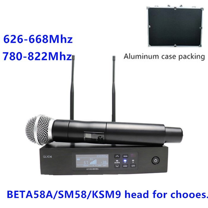 QLXD4 BETA58A SM58 ksm9 condenserTrue Diversity UHF handhold wireless microphone professional wireless microphone professional uhf