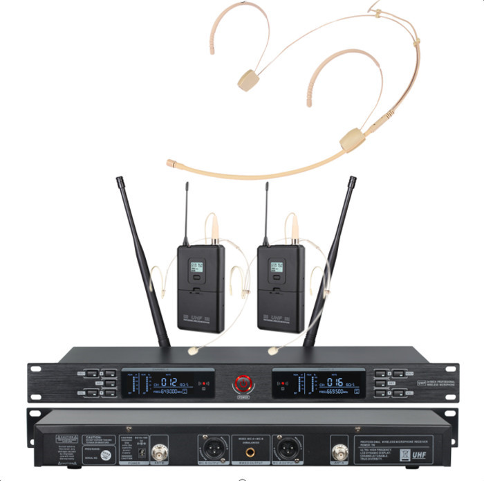 650-690MHz UR-2000-H dual channel outdoor wireless head mic mic wireless headset wireless microphone headset