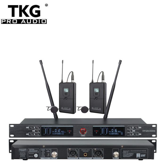 TKG 650-690MHz UR-2000-L dual channel outdoor wireless lavalier wireless lapel microphone