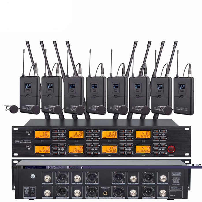 UR-8000-L 650-690MHz professional wireless microphone UHF 8 channel 8 wireless lapel mic 8 wireless lapel microphone