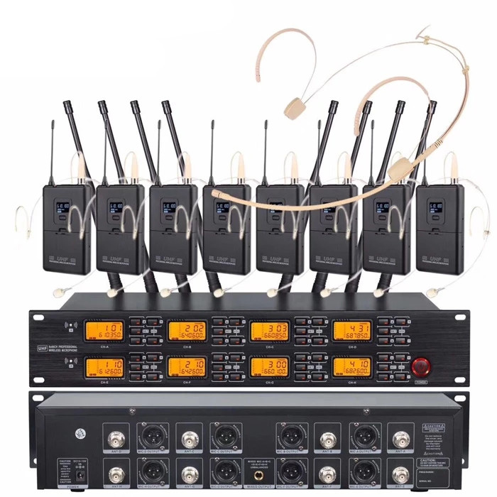 UR-8000-H 650-690MHz UHF 8 channels wireless head microphone wireless microphone headset