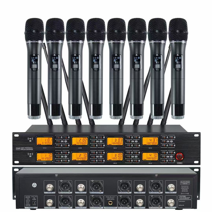 UR-8000-S 640-690mhz UHF professional uhf wireless microphone 8 wireless microphone system