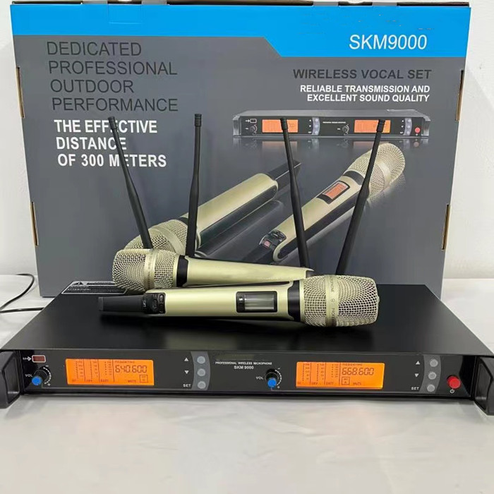 skm9000 615-675mhz karaoke stage performance microphones handhold headset lavalier mic dual professional wireless microphone