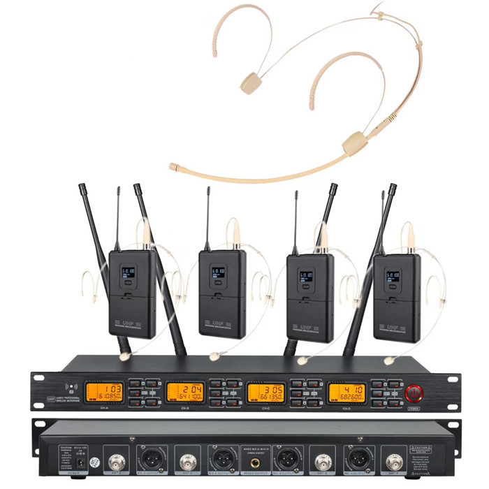 650-690MHz UR4000-H UHF wireless head mic headset microphone 4 channel wireless microphone system