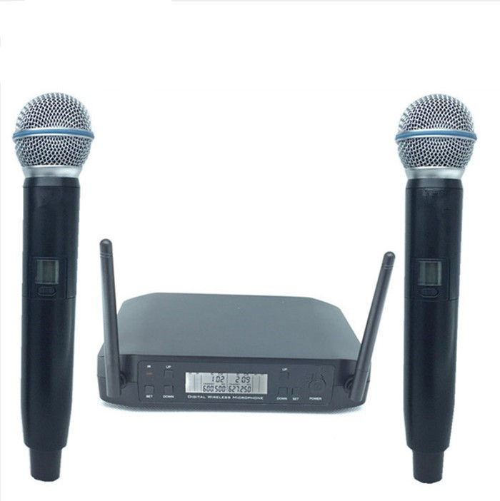 GLDX4D 600-635Mhz cheap wireless microphone uhf oem microphone dual china audio handhold Karaoke microphone system wireless