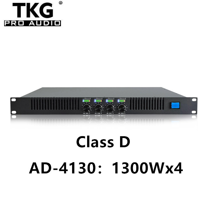 TKG AD-4130 RMS 1300watt 4 channels subwoofer dj 1u digital class d Professional power amplifier