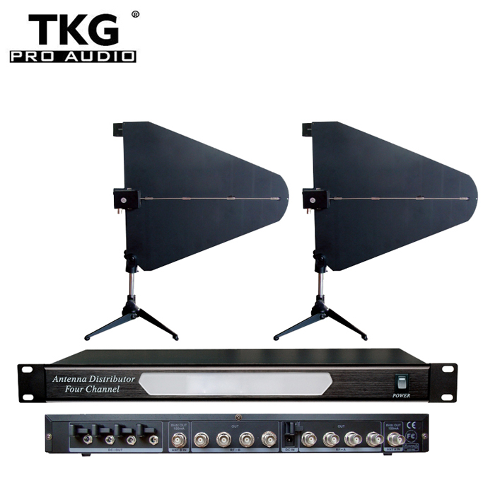 TKG TKG845 400 meters 500-950MHz 4 Channel Antenna Distributor directional Microphone uhf Antenna Splitter Collector for Wireless Mic