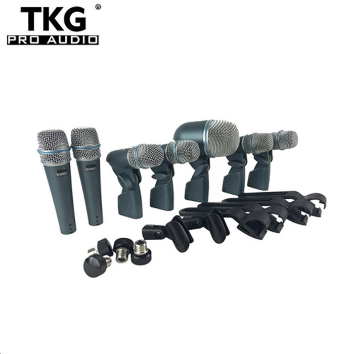 TKG BETADMK7 Beta DMK7 Professional 7 Piece Drum Kit Instrument Microphone Mic For Bass Amp Toms Snare Drum drum microphone set