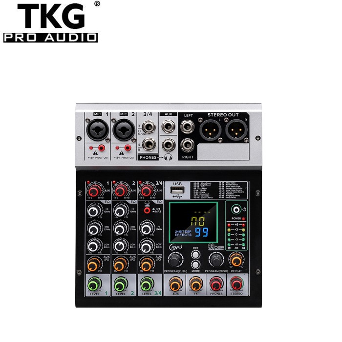 TKG 99 dsp effect USB bluetooth analog dj mixer mini sound performance audio system professional 4 channel mixing console