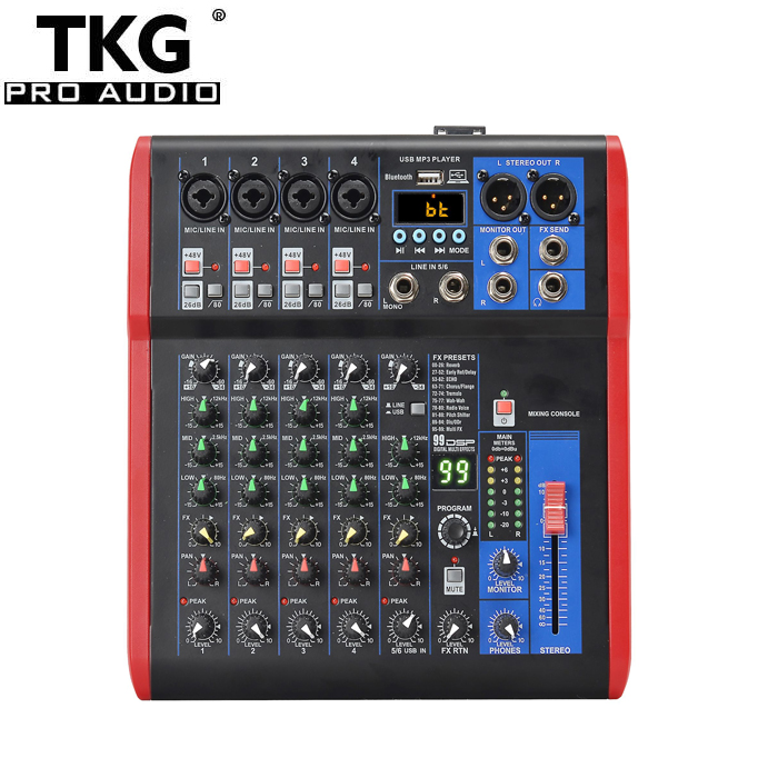TKG 99 dsp effect USB performance stage sound audio speaker 6 channel mixer mixing console professional audio mixer