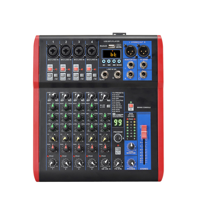 99 dsp effect USB performance stage sound audio speaker 6 channel mixer mixing console professional audio mixer