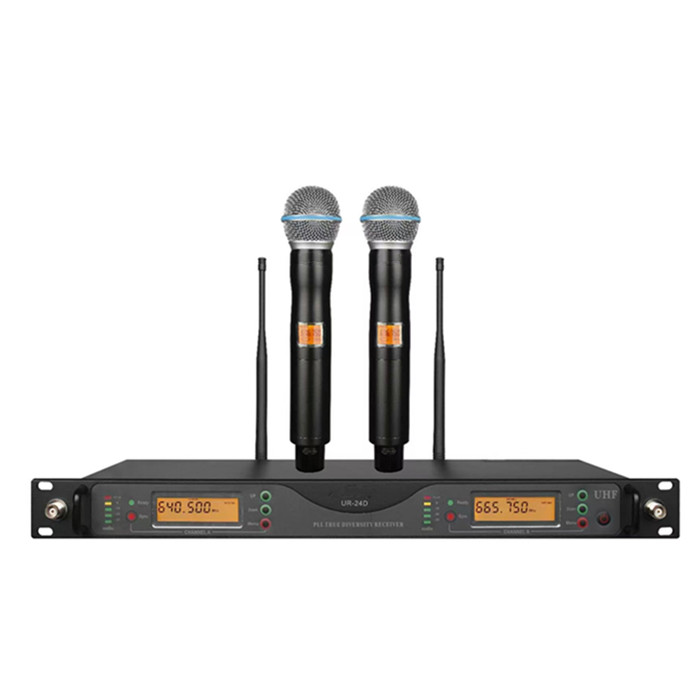 audioUR24D Wireless System With Dual Handheld Wireless Microphone black UHF UR4D headset lavalier dual Wireless Microphone