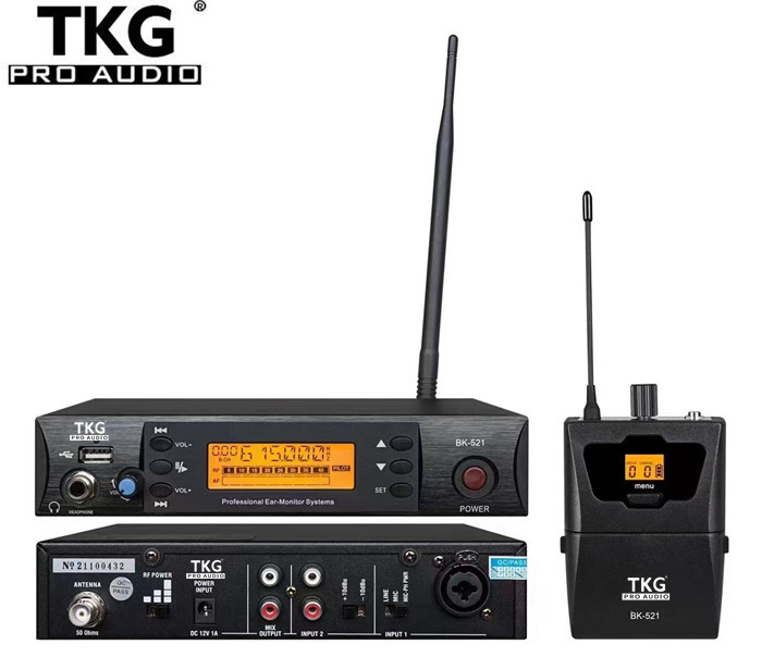 TKG Mono 615-626mhz Professional Stage Performance single channel BK-521 iem in ear monitor system for band Live Show singer